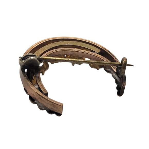 Vintage Crescent Moon Brooch With Rhinestone Accents & Gold-Tone Finish - Picture 4 of 7